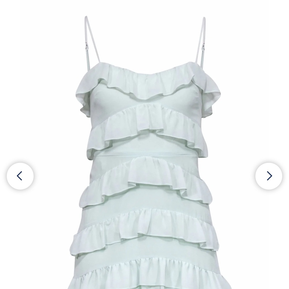 New Lovers and Friends Dress Sleeveless Mint Tiered Ruffle cocktail Green Size M - Picture 3 of 6